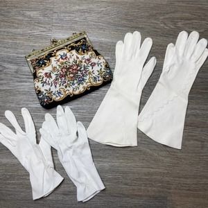 Vintage Gloves and Small Clutch Evening Set